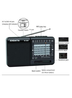 اكس اتش داتا راديو محمول صغير AM FM SW تقنية DSP مشغل MP3 فتحة بطاقة TF USB مستقبل FM بلوتوث  - Image 5