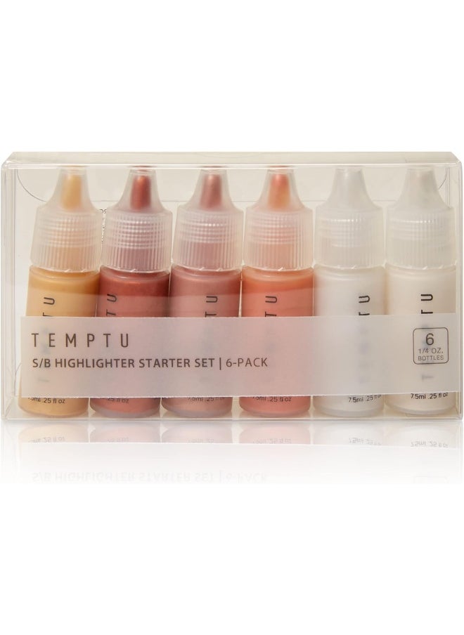 Temptu S/B Silicone-Based Airbrush Highlighter Starter Set: Long-Lasting, Layerable, Light-Reflecting Shimmer | Natural-Looking Luminosity | Weightless, Buildable Formula| 6 Shades  - Image 2