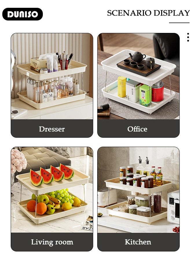 DUNISO 2 Tier Cup Drying Rack with Drain Tray, Countertop Mug Holder,Spice Rack,Water Cup Drying Rack,Cup Storage Shelf, Multi-Functional Kitchen Storage Organizer Shelf for Home, Bathroom, Kitchen Glasses, Tumbler, Teacups  - Image 4