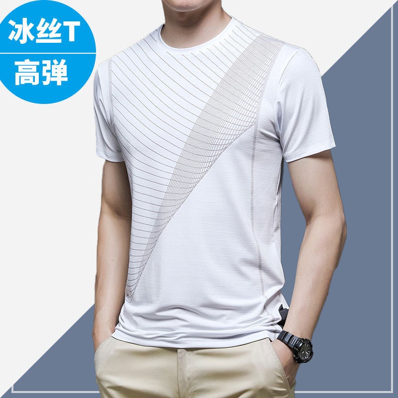 Summer Ultra-Thin Breathable Men'S Ice Silk Quick-Drying Clothes Short-Sleeved T-Shirt Summer Sports Running Fitness T-Shirt National Fashion - Image 2