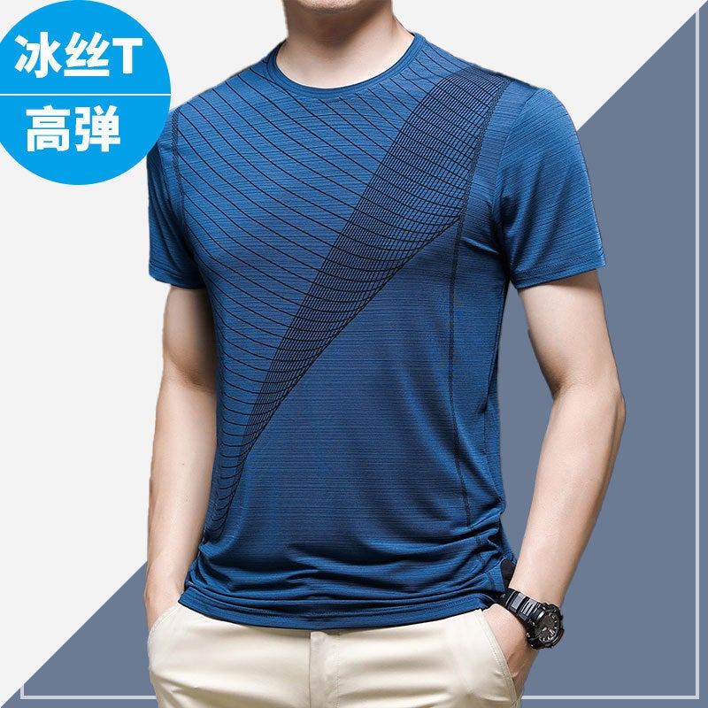 Summer Ultra-Thin Breathable Men'S Ice Silk Quick-Drying Clothes Short-Sleeved T-Shirt Summer Sports Running Fitness T-Shirt National Fashion - Image 5