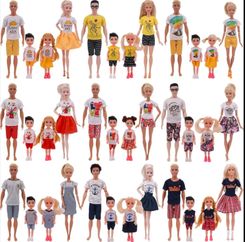 Matching Family Doll Set (Dad, Mother, Son, Daughter) - Matching Summer Fashion