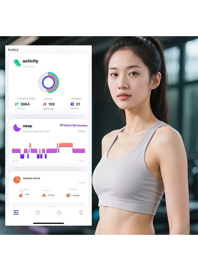 خاتم ذكي مع تتبع اللياقة البدنية والصحة، ومراقبة الصحة طوال اليوم، ومراقبة معدل ضربات القلب/النوم/ضغط الدم، ومقاوم للماء IP68، ويدعم عمر بطارية من 3 إلى 5 أيام، ومتوافق مع أنظمة Android وiOS (فضي) - Image 3