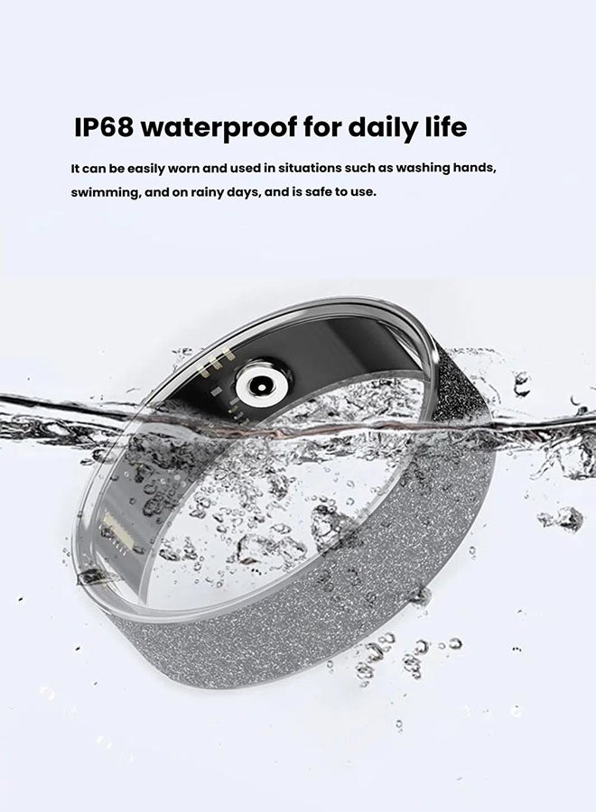 خاتم ذكي مع تتبع اللياقة البدنية والصحة، ومراقبة الصحة طوال اليوم، ومراقبة معدل ضربات القلب/النوم/ضغط الدم، ومقاوم للماء IP68، ويدعم عمر بطارية من 3 إلى 5 أيام، ومتوافق مع أنظمة Android وiOS (فضي) - Image 2