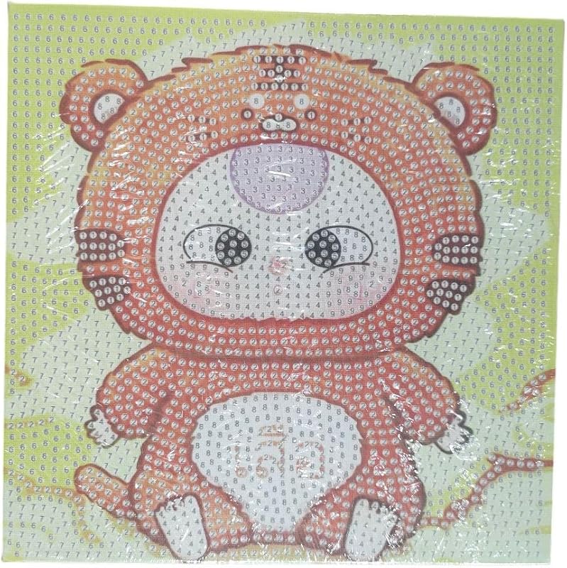 Diamond Painting Kit for Kids Develop Focus Skills and Patience Improve Visual Cordination 20 X 20 cm (Orange)