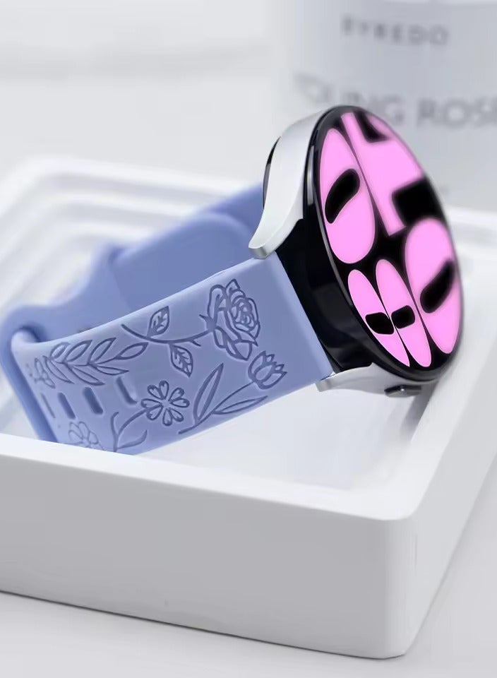 أساور محفورة بالزهور لساعة Apple Watch مقاس 42 مم و44 مم و45 مم و46 مم و49 مم، أساور بديلة رياضية عصرية جديدة لسلسلة أي واتش - Image 3