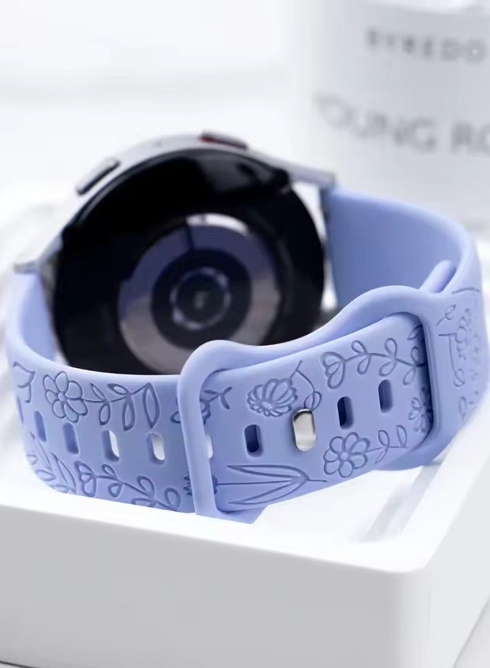 أساور محفورة بالزهور لساعة Apple Watch مقاس 42 مم و44 مم و45 مم و46 مم و49 مم، أساور بديلة رياضية عصرية جديدة لسلسلة أي واتش - Image 2