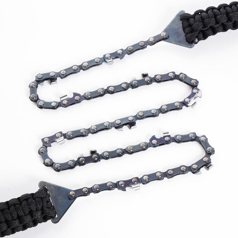 Sucrain Pocket Chainsaw With Paracord Handle  Folding Chain Hand Saw  Emergency Outdoor Survival Gear For Camping  Hunting  Hiking  Cutting Wood & Tree (Black Paracord  11 Teech  24''Long) - Image 4