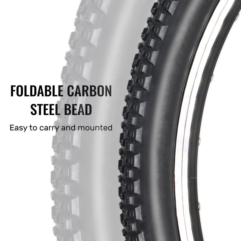 MOHEGIA 2-Pack Mountain Bike Tires: MOHEGIA 24x1.95 Inch MTB Folding Replacement Bicycle Tires Pair/Black - Image 4