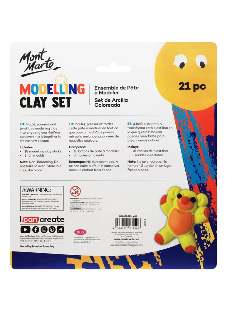 Mont Marte - 21-Piece Modelling Clay With Moulds Set Multicolour - Image 1