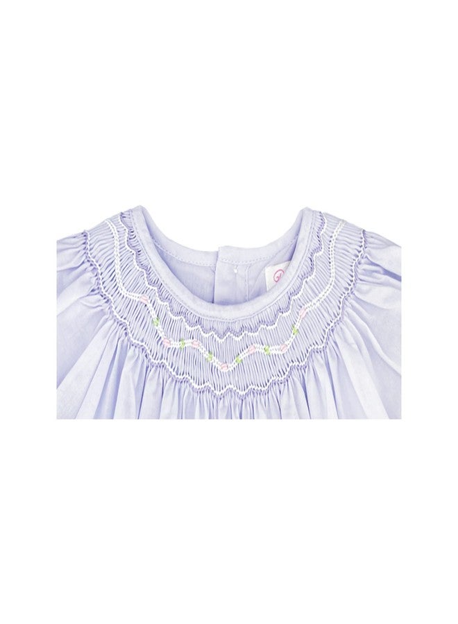 Petit Ami Baby Girls’ Smocked Daygown with Voile Insert, 12 Months, Lavender - Image 3