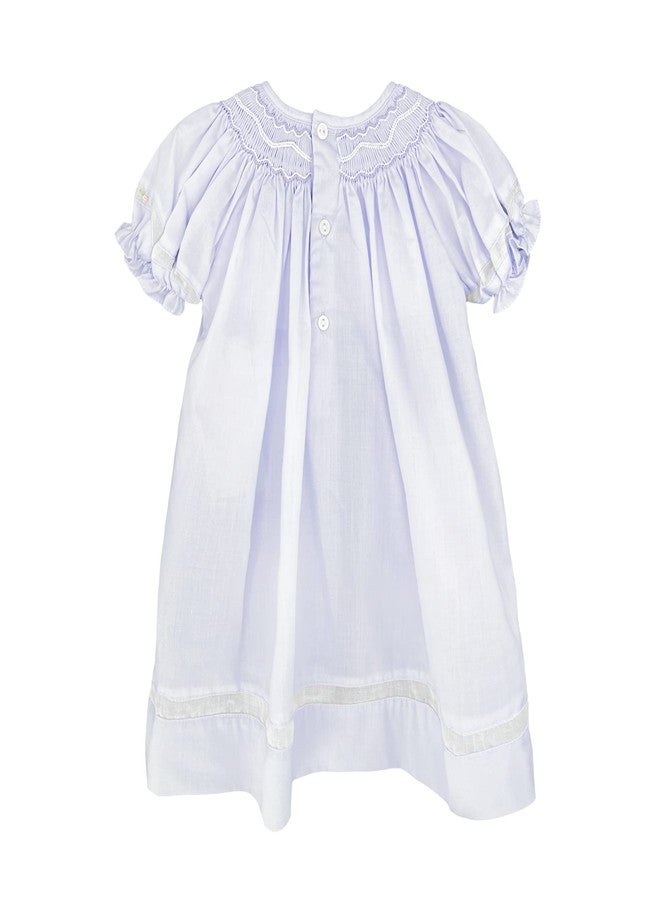 Petit Ami Baby Girls’ Smocked Daygown with Voile Insert, 12 Months, Lavender - Image 2
