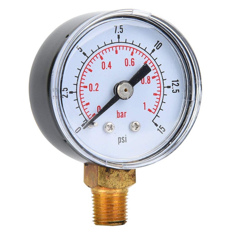 Mechanical Pressure Gauge 0 15psi 0 1bar Dual Scale Metal Casing For Air Oil Water - Image 3