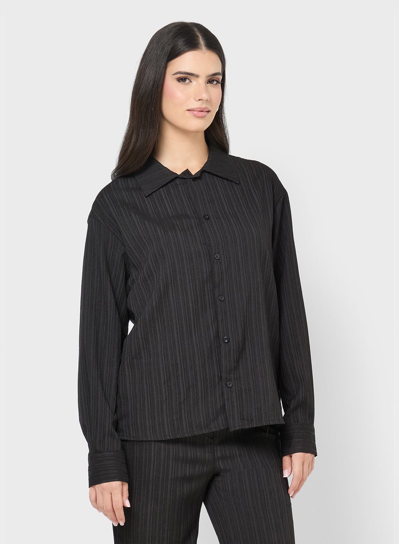 Ginger Plisse Button Down Shirt & Pant Set - Image 3