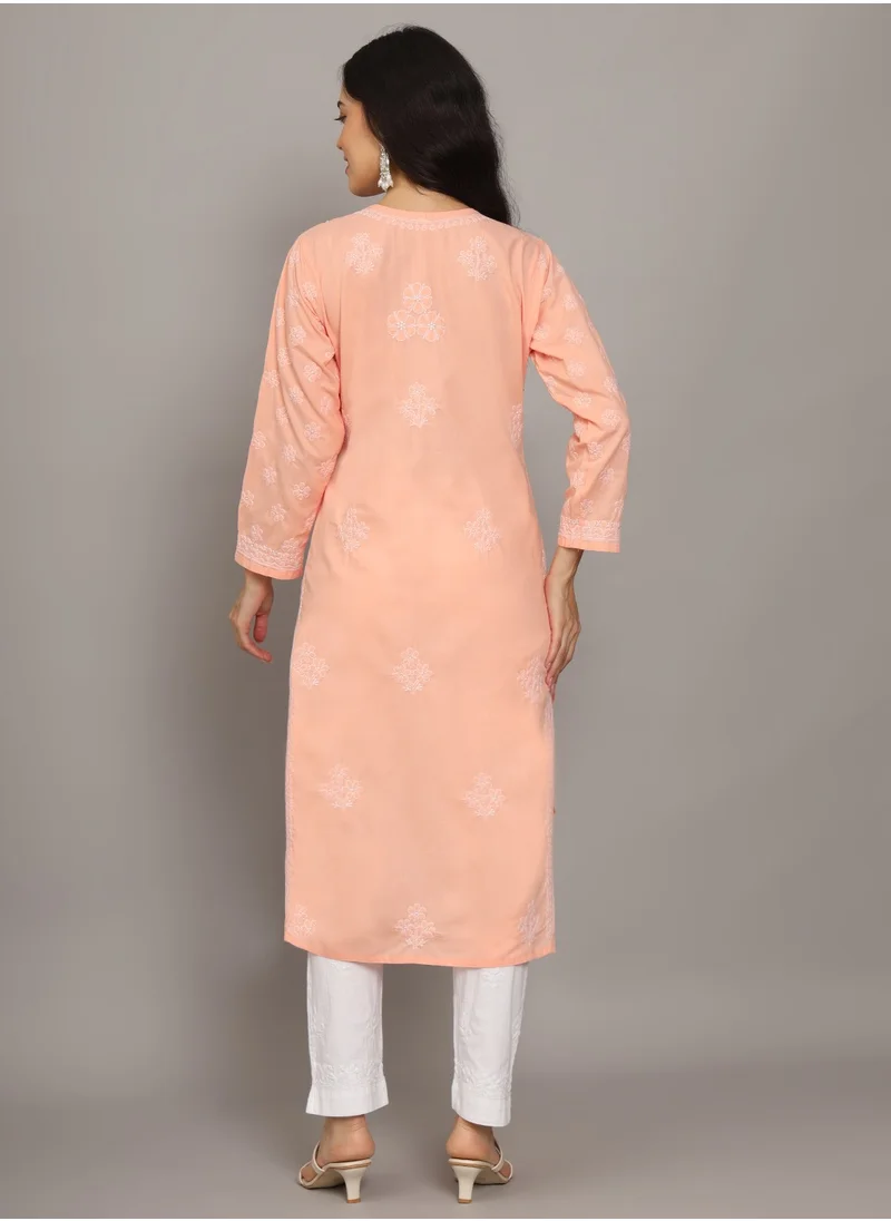 Alaya Women Hand Embroidered Chikankari Cotton Kurta-AL4043