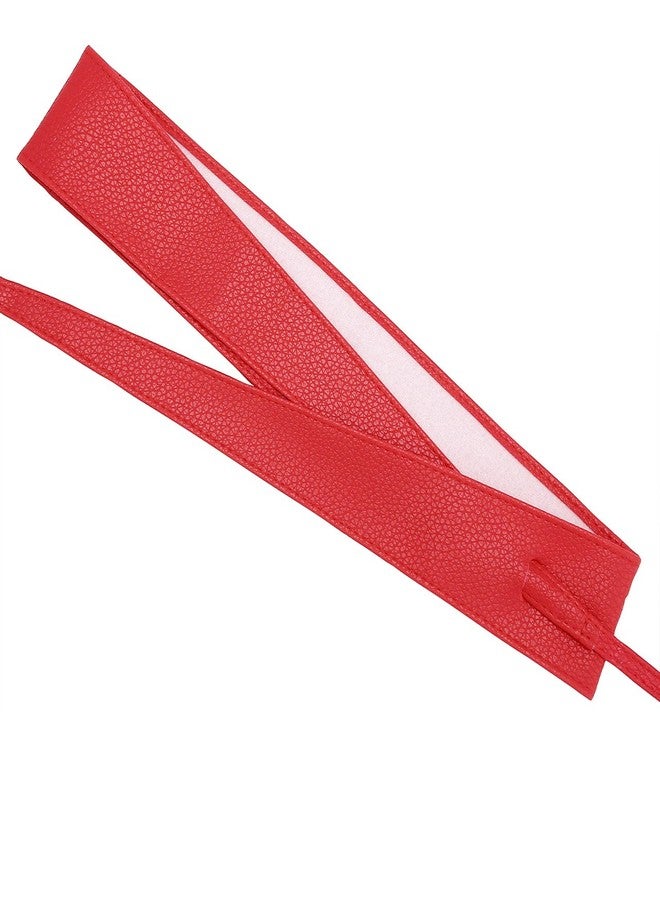 Ayliss Women Soft Leather Obi Belt Self Tie Wrap Cinch Belt,Red - Image 5