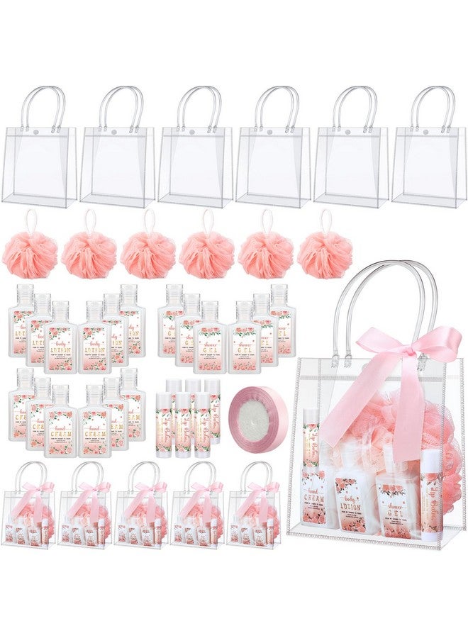 Demissle 6 Sets Baby Shower Game Prizes for Winners Baby Shower Favors Gifts Include Lip Balms Hand Creams Body Lotions Bath Loofah Sponges Gift Bags - Image 1