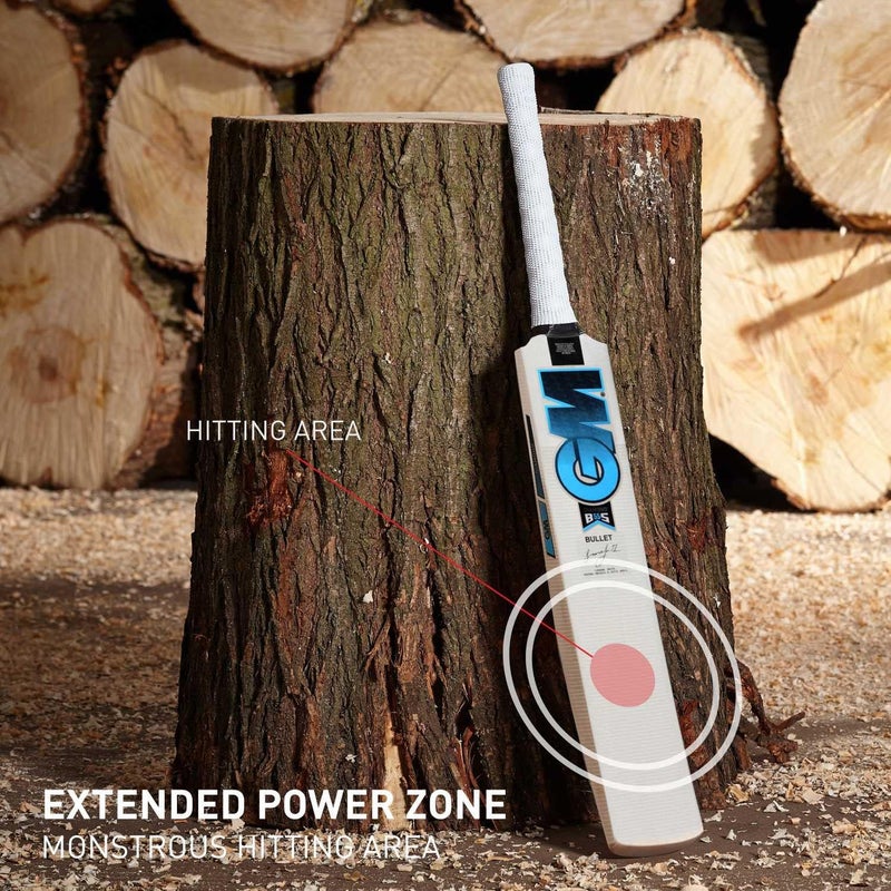 ACMS مضرب كريكيت كامل الحجم بمقبض قصير من خشب الصفصاف الإنجليزي الأزرق G.M الماسي - Image 2