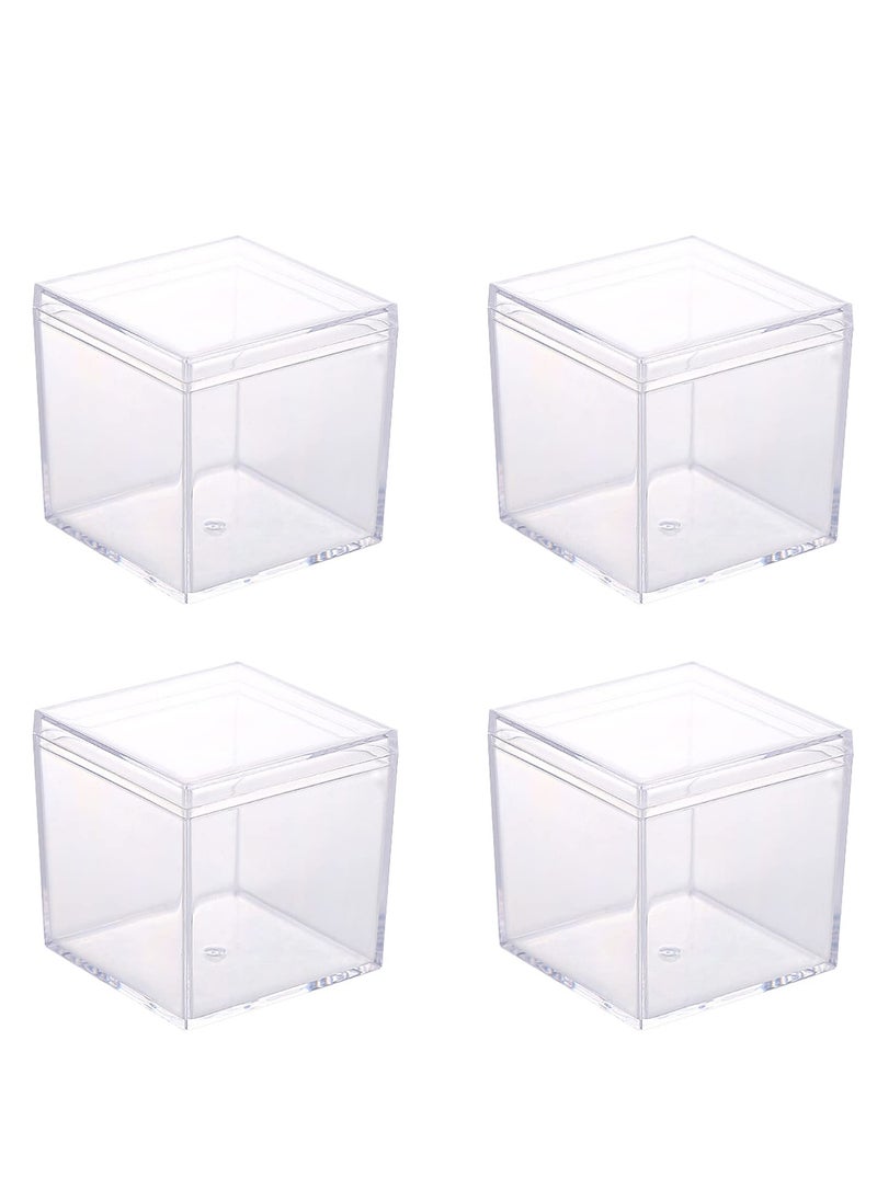 SYOSI Clear Acrylic Boxes with Lid   4 Pack   5.5 x 5.5 x 5.5 cm   Small Lucite Boxes for Gifts, Weddings, Party Favors, Treats, Candies  Accessories, Plastic Storage Boxes  - Image 1