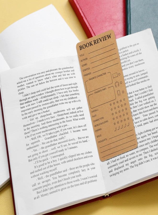 BLSUREFYX 60 PCS Book Review Bookmarks 3.5 x 8 Inch Kraft Book Marker Christmas Book Lovers Gifts for Bookworms Bookish Reading Log Page Markers for Students Teachers to Review and Tracker - Image 2