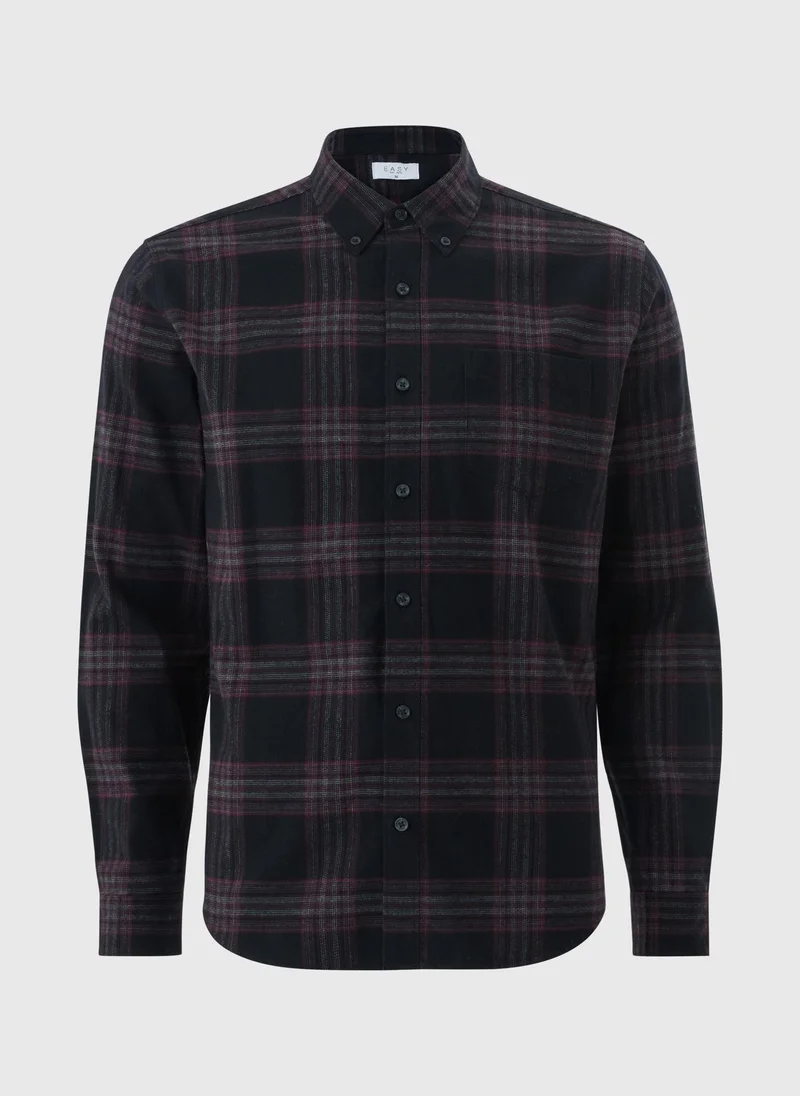Matalan Burgundy Long Sleeve Checked Shirt