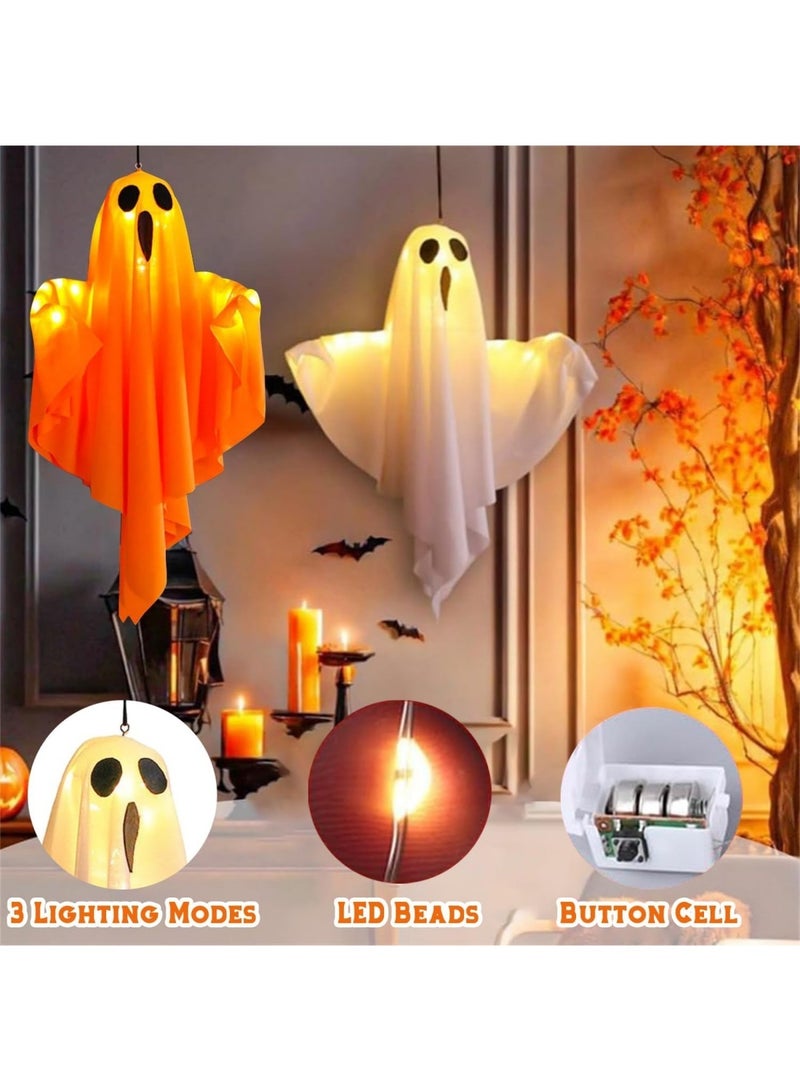 Halloween Decorations 19.6" Hanging Ghosts Light Up Kit Decor Warm LED Ghost Light Indoor Bedroom Wall Outdoor Fall Party Garden Patio Front Porch Yard Scary Cute Halloween Ghost Decor Gifts - Image 3