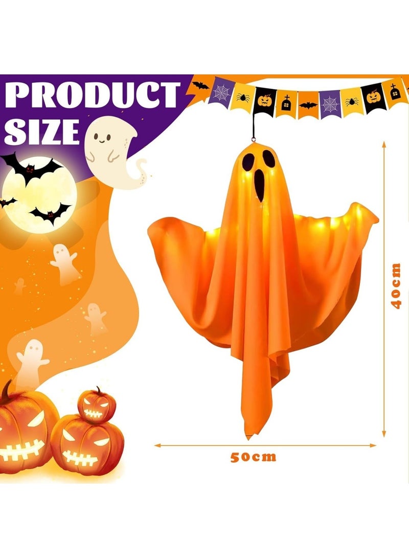Halloween Decorations 19.6" Hanging Ghosts Light Up Kit Decor Warm LED Ghost Light Indoor Bedroom Wall Outdoor Fall Party Garden Patio Front Porch Yard Scary Cute Halloween Ghost Decor Gifts - Image 2