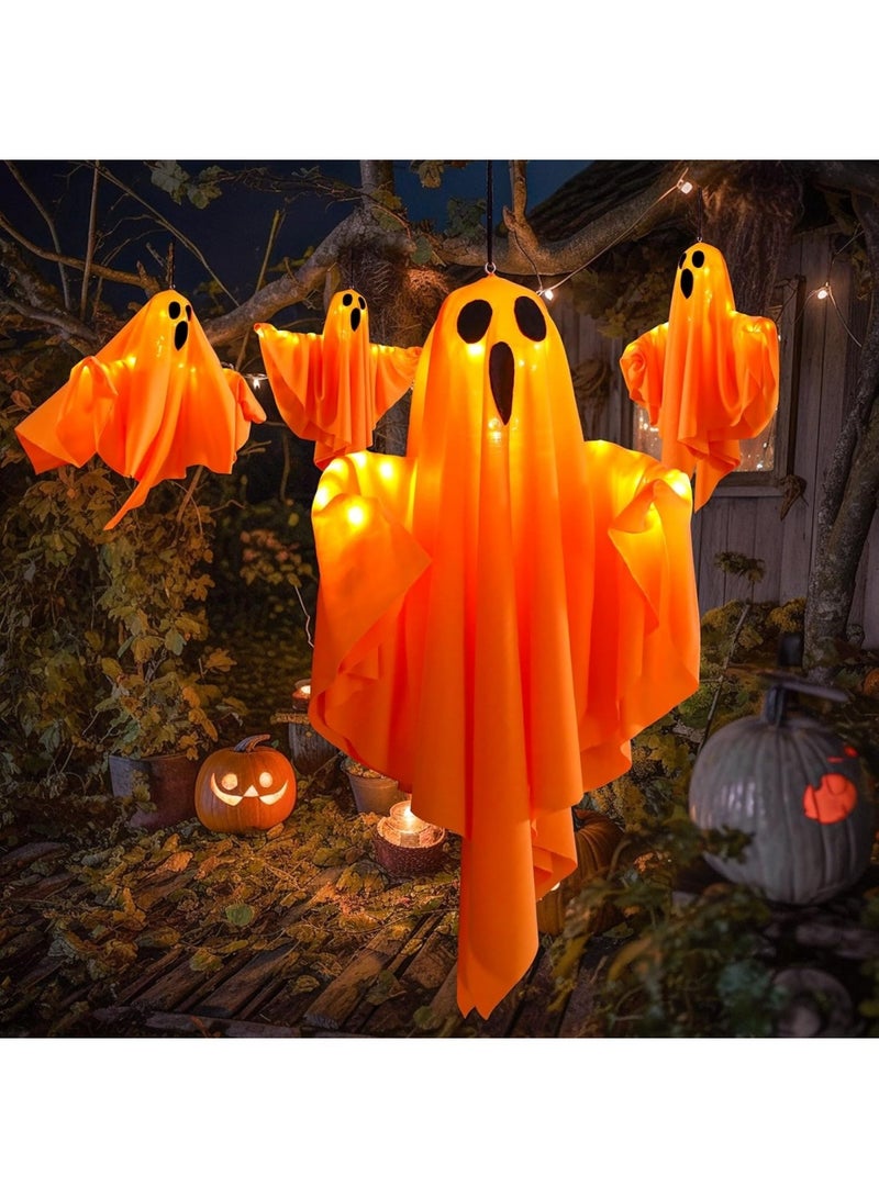 Halloween Decorations 19.6" Hanging Ghosts Light Up Kit Decor Warm LED Ghost Light Indoor Bedroom Wall Outdoor Fall Party Garden Patio Front Porch Yard Scary Cute Halloween Ghost Decor Gifts - Image 1