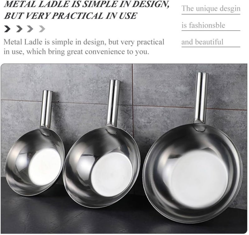 Artibetter Flat Stainless Steel Water Ladle Spoon, Short Handle Thickened Kitchen Scoop for Household Cooking and Water Dipping, Small Size Kitchen Utensil - Image 3