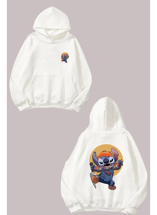 Stick Good Guys Design Front Back Printed Regular Fit White Sweatshirt
