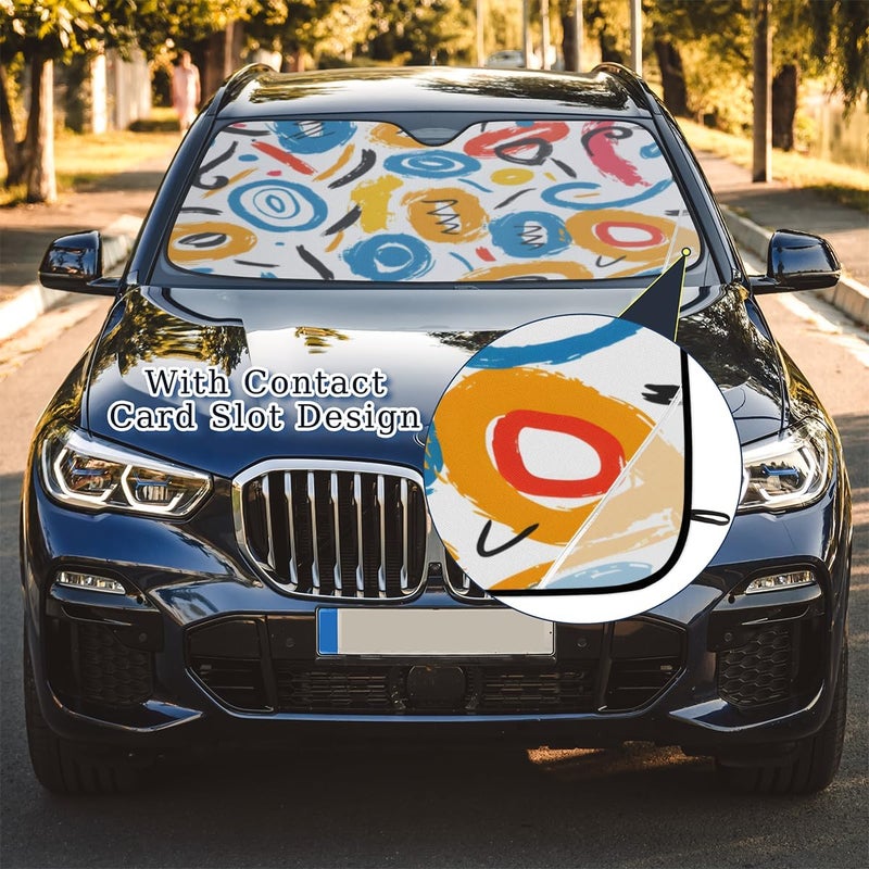 Colorful Polka Dot Car Windshield Sun Shade, UV Rays Protector and Heat Shield, Foldable Front Window Cover with Suction Cups for Interior Protection, - Image 5
