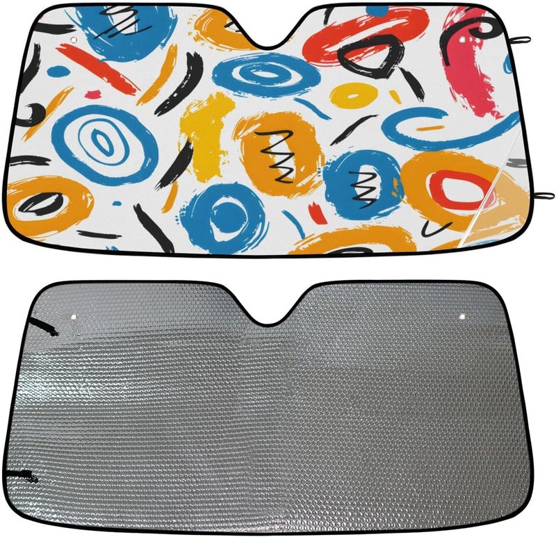 Colorful Polka Dot Car Windshield Sun Shade, UV Rays Protector and Heat Shield, Foldable Front Window Cover with Suction Cups for Interior Protection, - Image 4