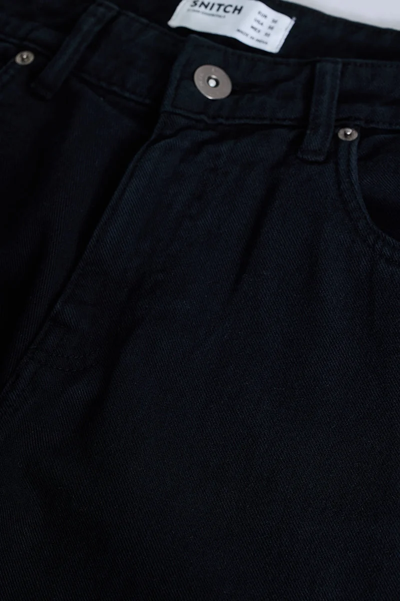 SNITCH Black Baggy Fit Jeans