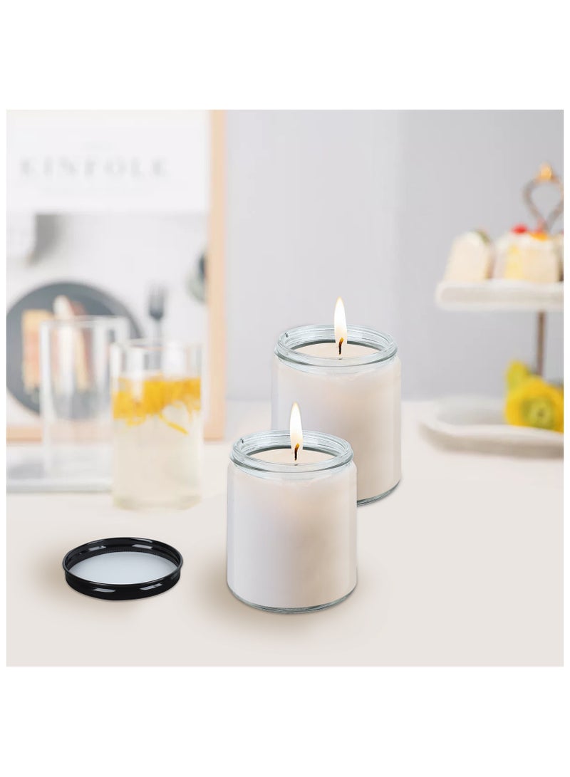 SKYLINE 12Pack 8oz Glass Jars with Black Metal Lids & Silver Aluminum Lids, Clear Round Empty Candle Containers with Airtight Lids for Food, Honey, Candy - Image 4