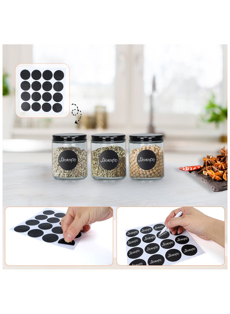 SKYLINE 12Pack 8oz Glass Jars with Black Metal Lids & Silver Aluminum Lids, Clear Round Empty Candle Containers with Airtight Lids for Food, Honey, Candy - Image 3