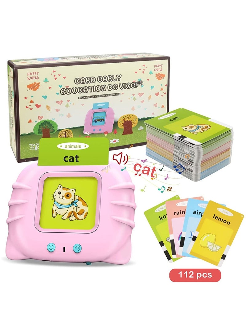 Educational Toy for Kids Listen and Learn Literacy Audible Flash Cards for Toddlers 1 2 3 4 5 6 Years Old Boys Girls Flashcards Device with 112 pcs Double-Sided Cards 224 Words  - Image 1