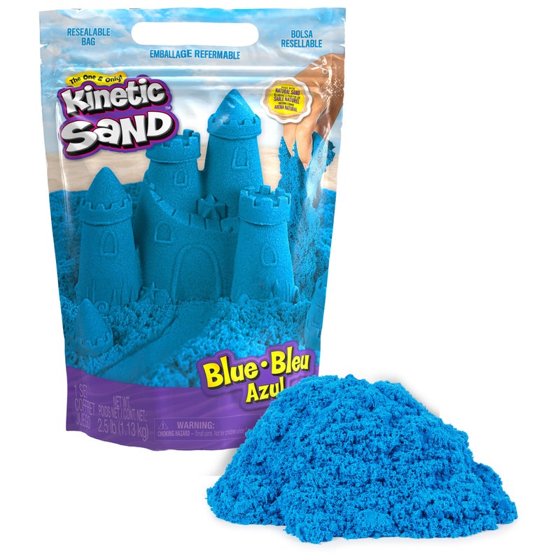 Kinetic Sand رمل كينيتك، 2.5 رطل رمل لعب أزرق، حصري على أمازون، كيس قابل لإعادة الإغلاق (قد يختلف التعبئة)، ألعاب حسية، هدايا عطلات ومواد تعبئة للجوارب للأطفال من عمر 3 سنوات وما فوق - Image 1