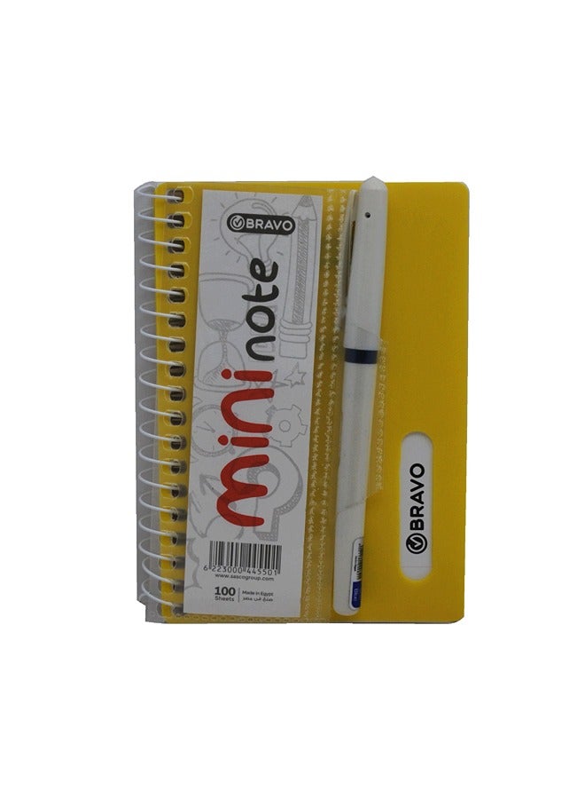 UNIVERSITY NOTEBOOK MINI BRAVO WIRED 100 PAPERS PLASTIC COVER 14 × 11 CM
