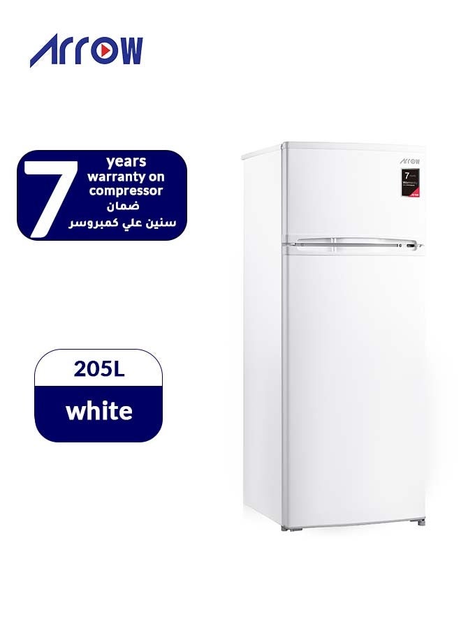 Arrow 205 liters Double Door Refrigerator, 7.4 Cubic Feet, Defrost Refrigerator, White color, Energy Saving ,Inside LED lighting, Model Name: RO2-320L - Image 1