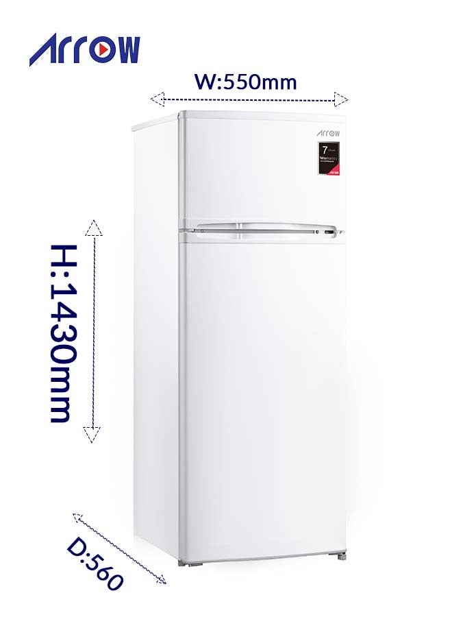 Arrow 205 liters Double Door Refrigerator, 7.4 Cubic Feet, Defrost Refrigerator, White color, Energy Saving ,Inside LED lighting, Model Name: RO2-320L - Image 3