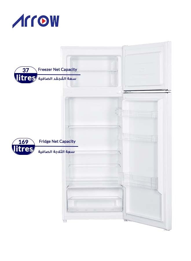 Arrow 205 liters Double Door Refrigerator, 7.4 Cubic Feet, Defrost Refrigerator, White color, Energy Saving ,Inside LED lighting, Model Name: RO2-320L - Image 5