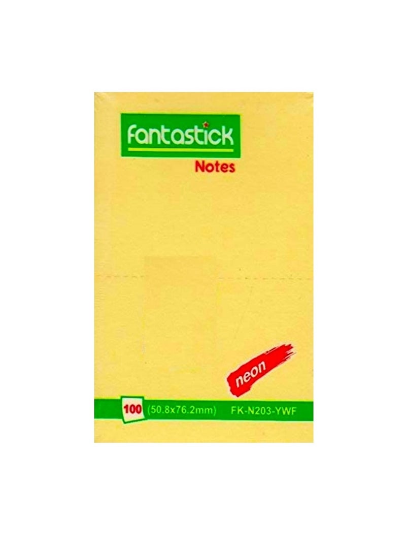 Fantastick ملاحظات لاصقة 100 قطعة بحجم 2x3 بوصة باللون الأصفر - Image 1