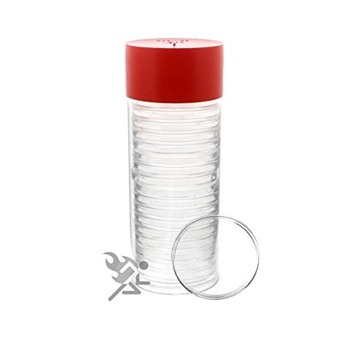 OnFireGuy Plastic Capsule Tube with 20 AirTite Coin Holders, Red Lid, Coin Storage Tube & Holders for 1oz Silver Eagle, Panda, Libertad, Kangaroo - Image 2