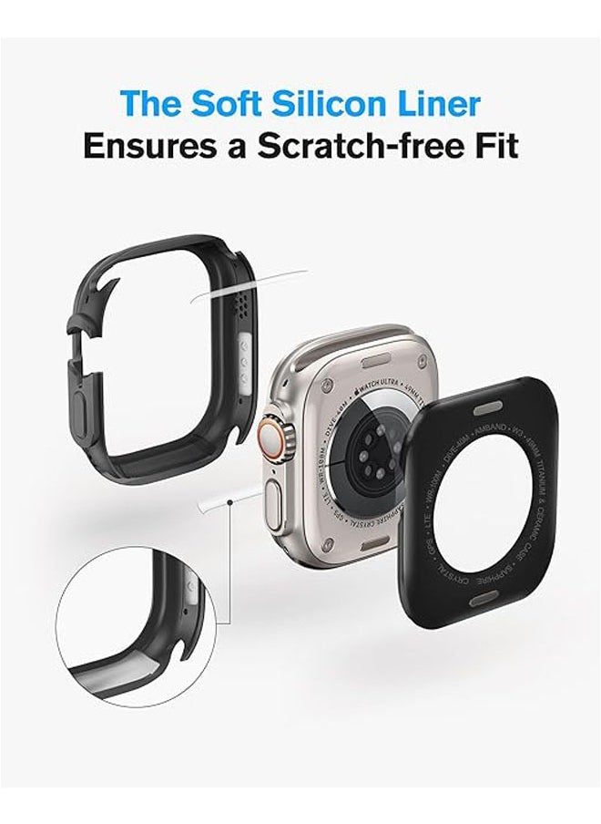 General - Metal Screen Case for Apple Watch Ultra 2/Ultra 49mm, Slim Frame with 9H Tempered Glass Film and Back Cover, Water Resistant - Image 1