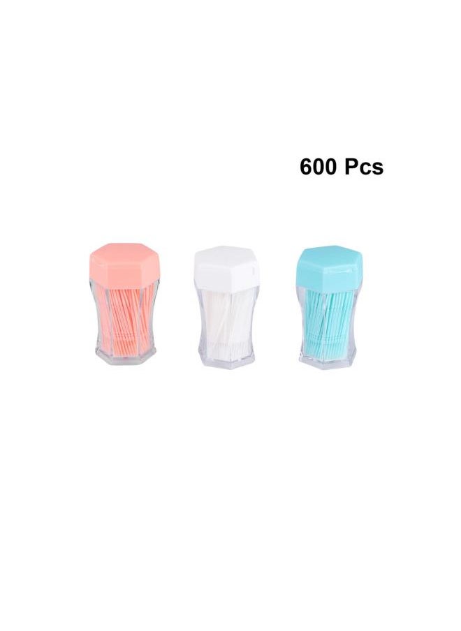 600pcs Interdental Brushes plastic dental toothpicks Interdental Cleaners with Boxes (White Orange Green)