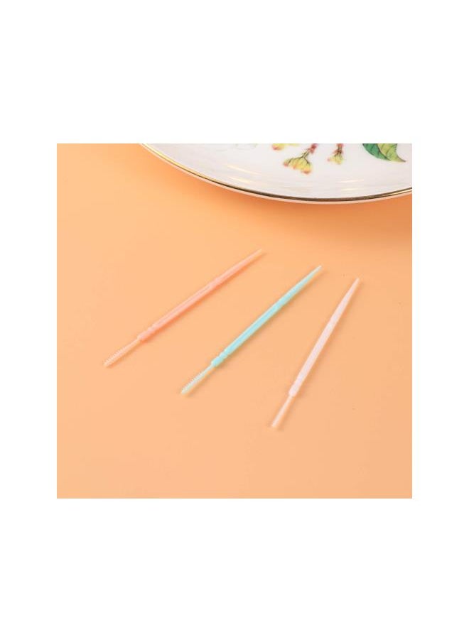 600pcs Interdental Brushes plastic dental toothpicks Interdental Cleaners with Boxes (White Orange Green)
