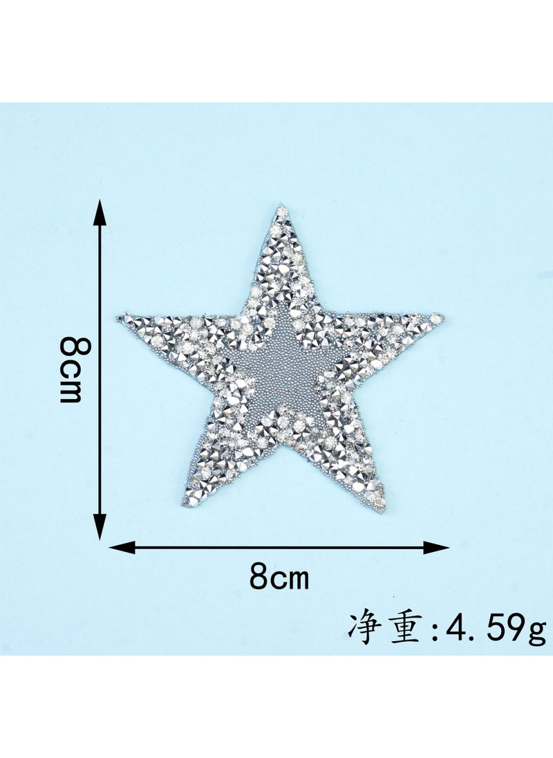 Generic Zhaoshun  new hollow five-pointed star resin hot drilling hot figure adhesive hot drilling Patch clothing bags Wholesale8*8 silver five-pointed star + silver beads Hollow 8*8 silver five-pointed star + silver beads Hollow 