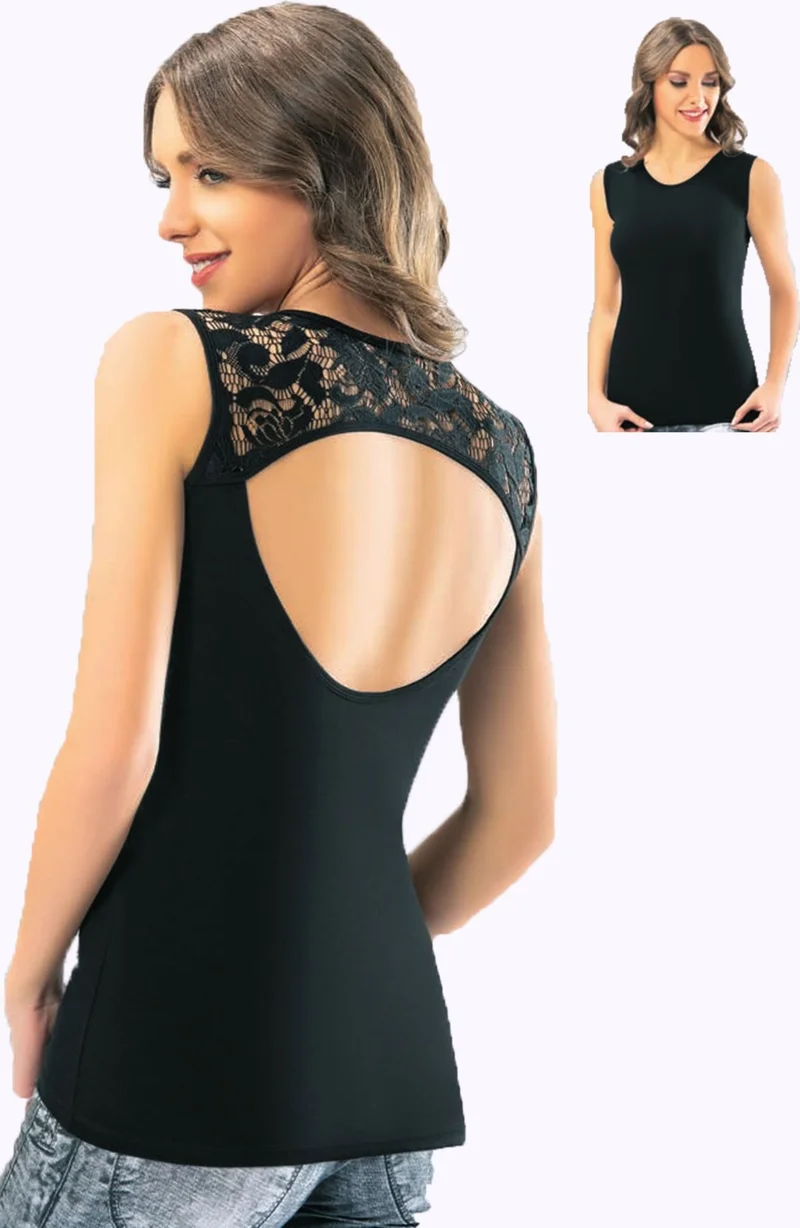 Hepsine Rakip Rivaling All Women's Backless Lace Detailed Undershirt Elegant Flexible 6392