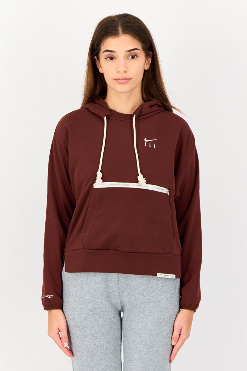 Nike Women Oversized Fit Long Sleeve Basketball Sweatshirt, Burgundy - Image 1