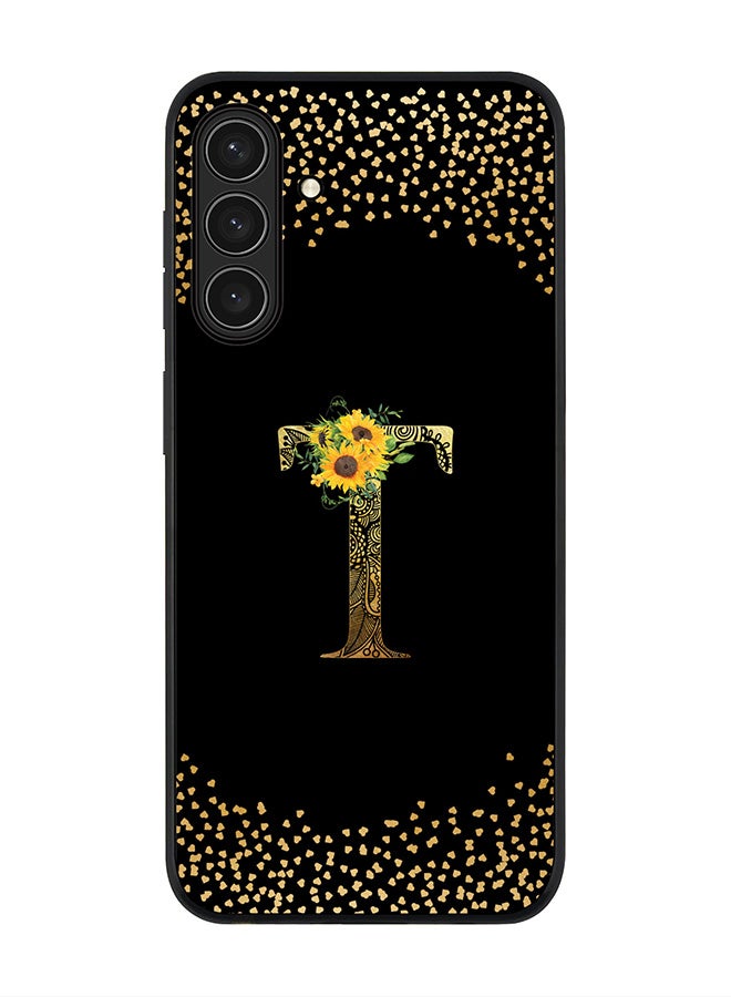 Stylizedd For Samsung Galaxy A26 5G Case,Slim fit Camera Protection, Shockproof Thin Phone cover  - Custom Floral Monogram - T ( Black ) - Image 1